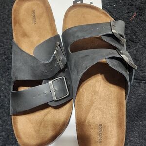 Sonoma Black Double-Buckle Slide Sandals